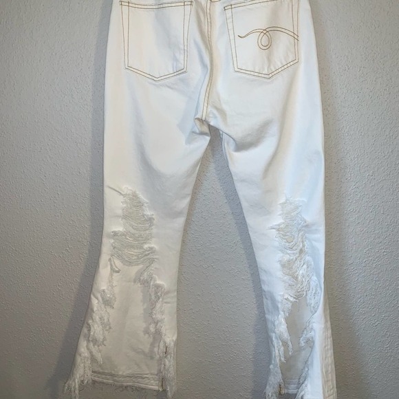 R13 Kick White Flare Distressed Jeans Size 27 Mid Rise - Picture 4 of 12